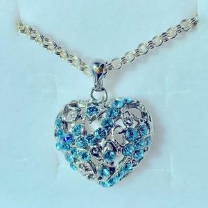 Winnicaca blue and sterling silver heart necklace